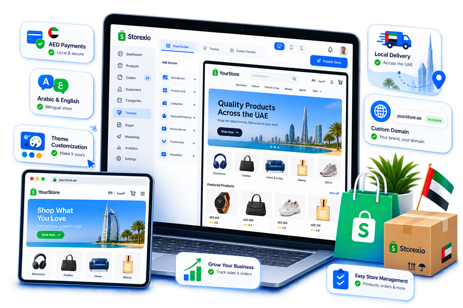 Storexio online store builder and UAE ecommerce storefront preview