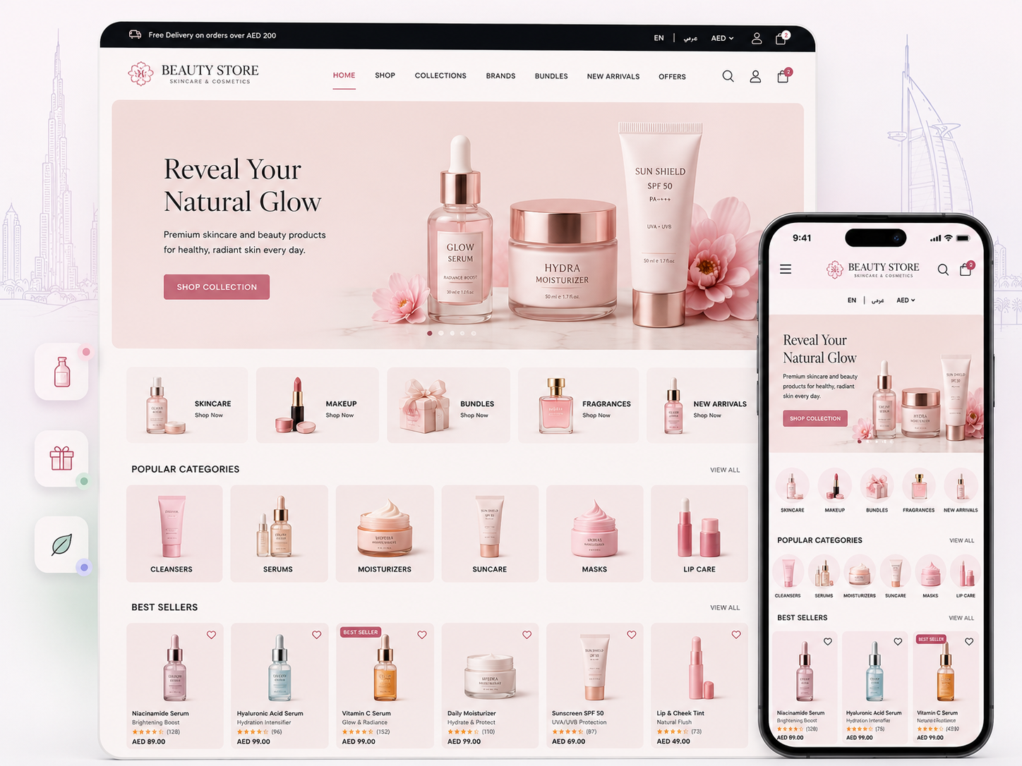 Beauty online store design preview