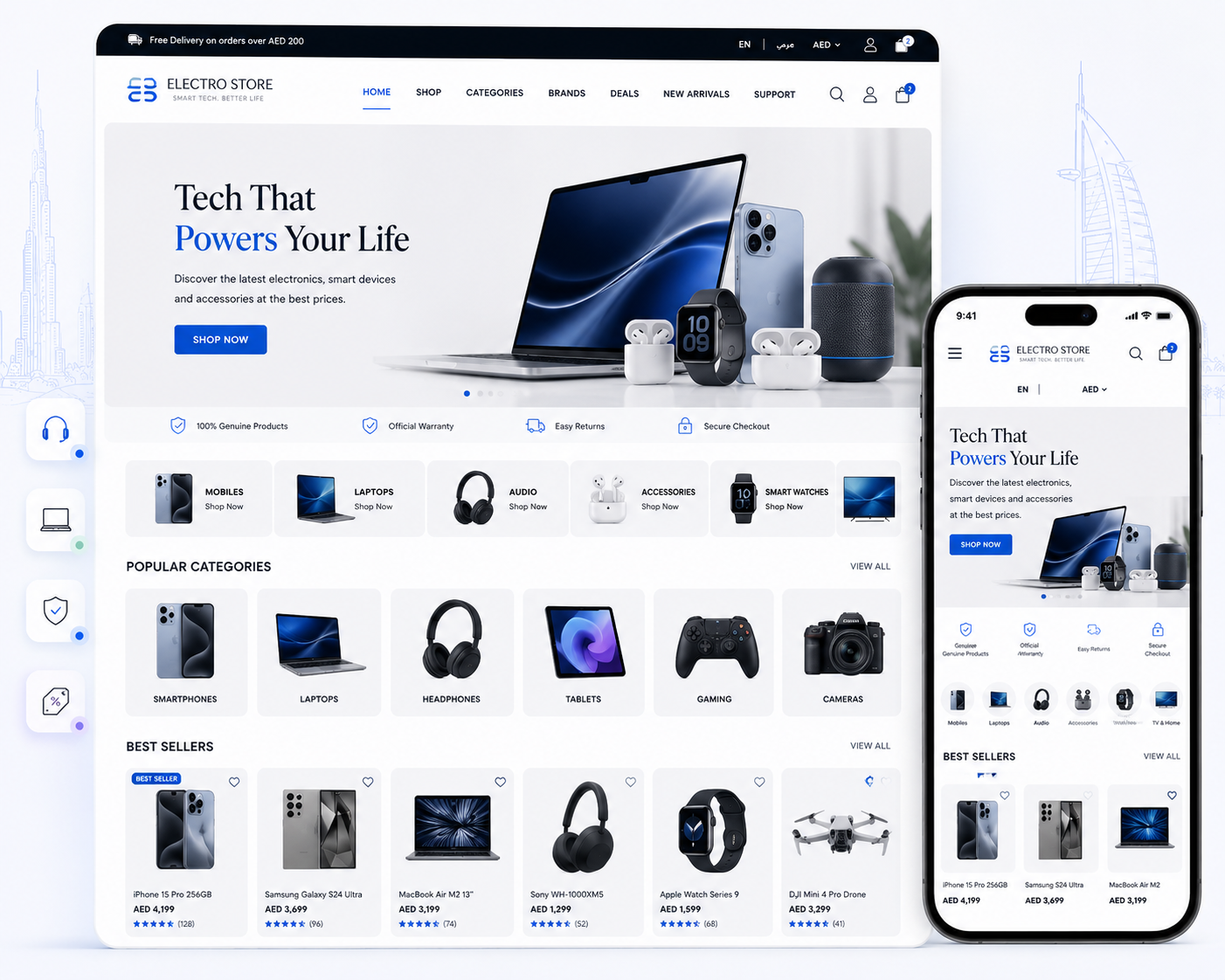Electronics online store design preview