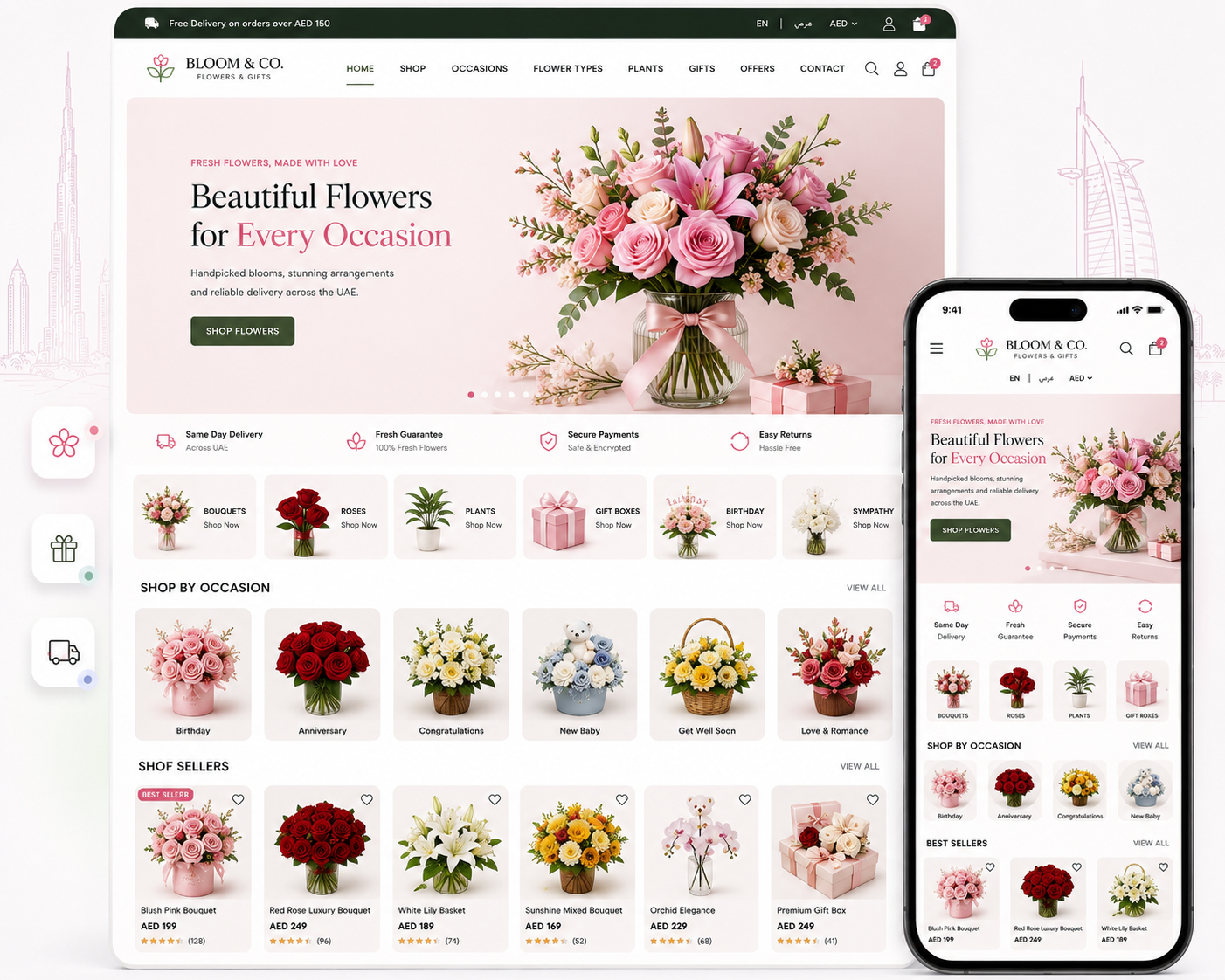 Flower online store design preview