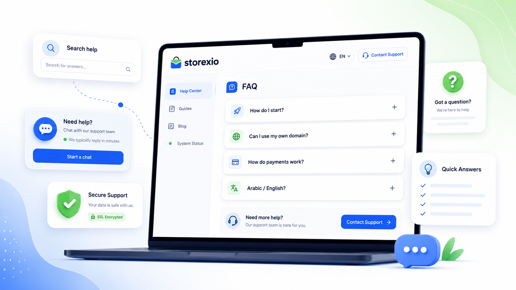 Storexio ecommerce FAQ and support center