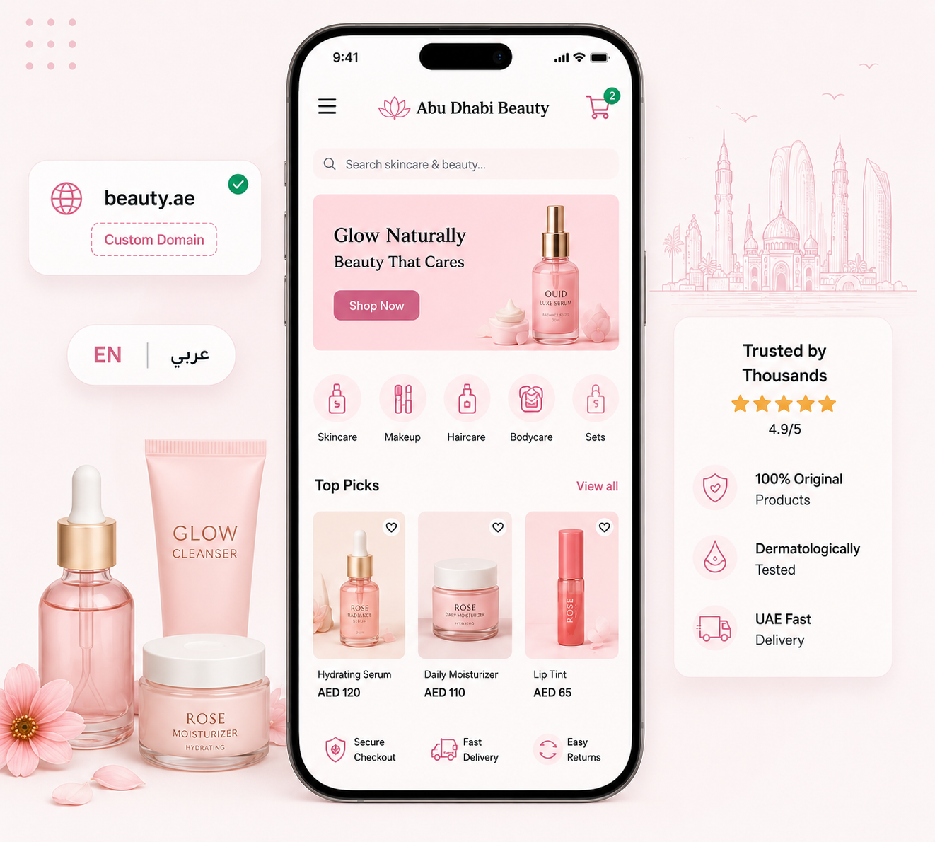 Abu Dhabi beauty brand ecommerce storefront preview