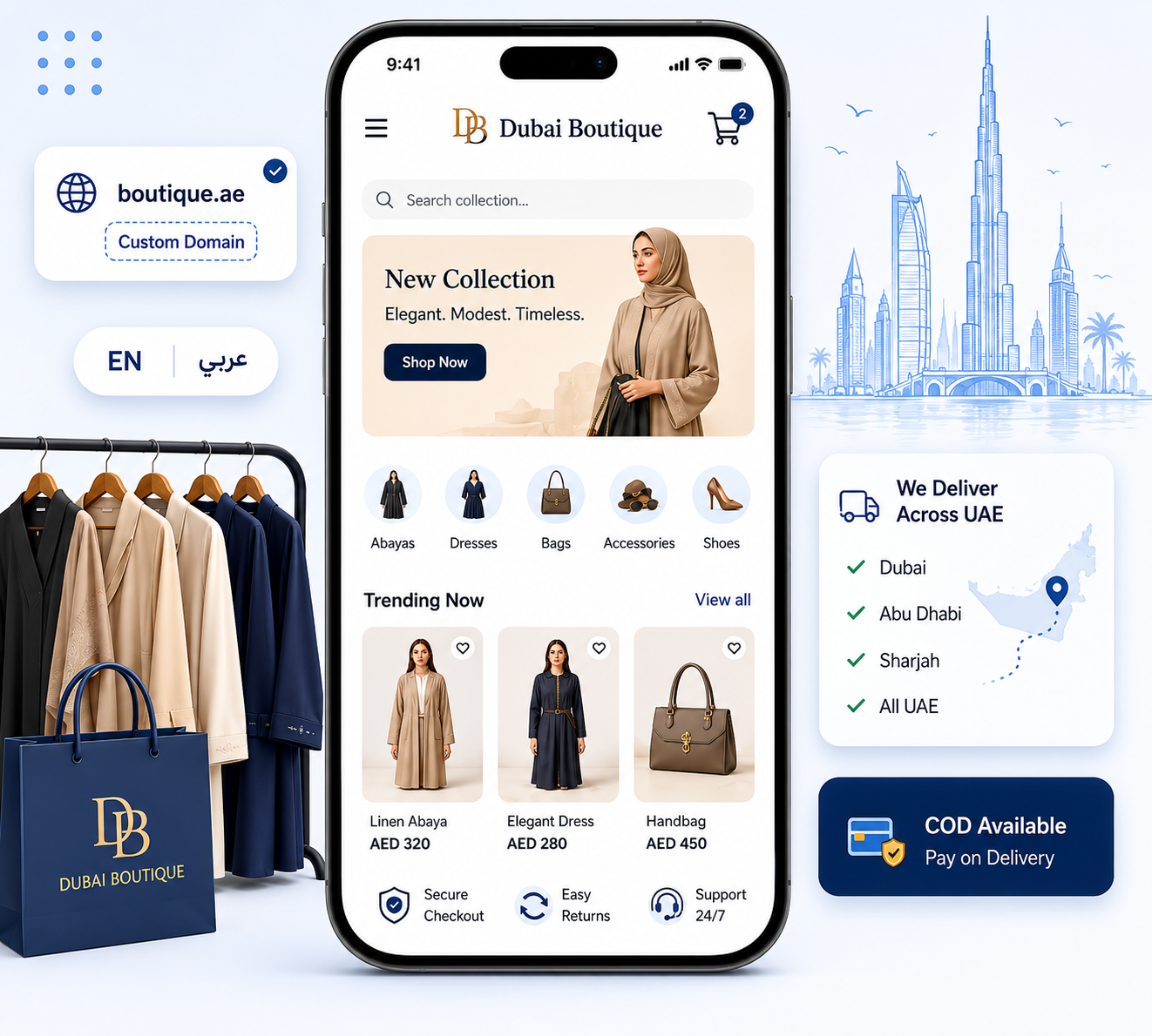 Dubai boutique ecommerce storefront preview