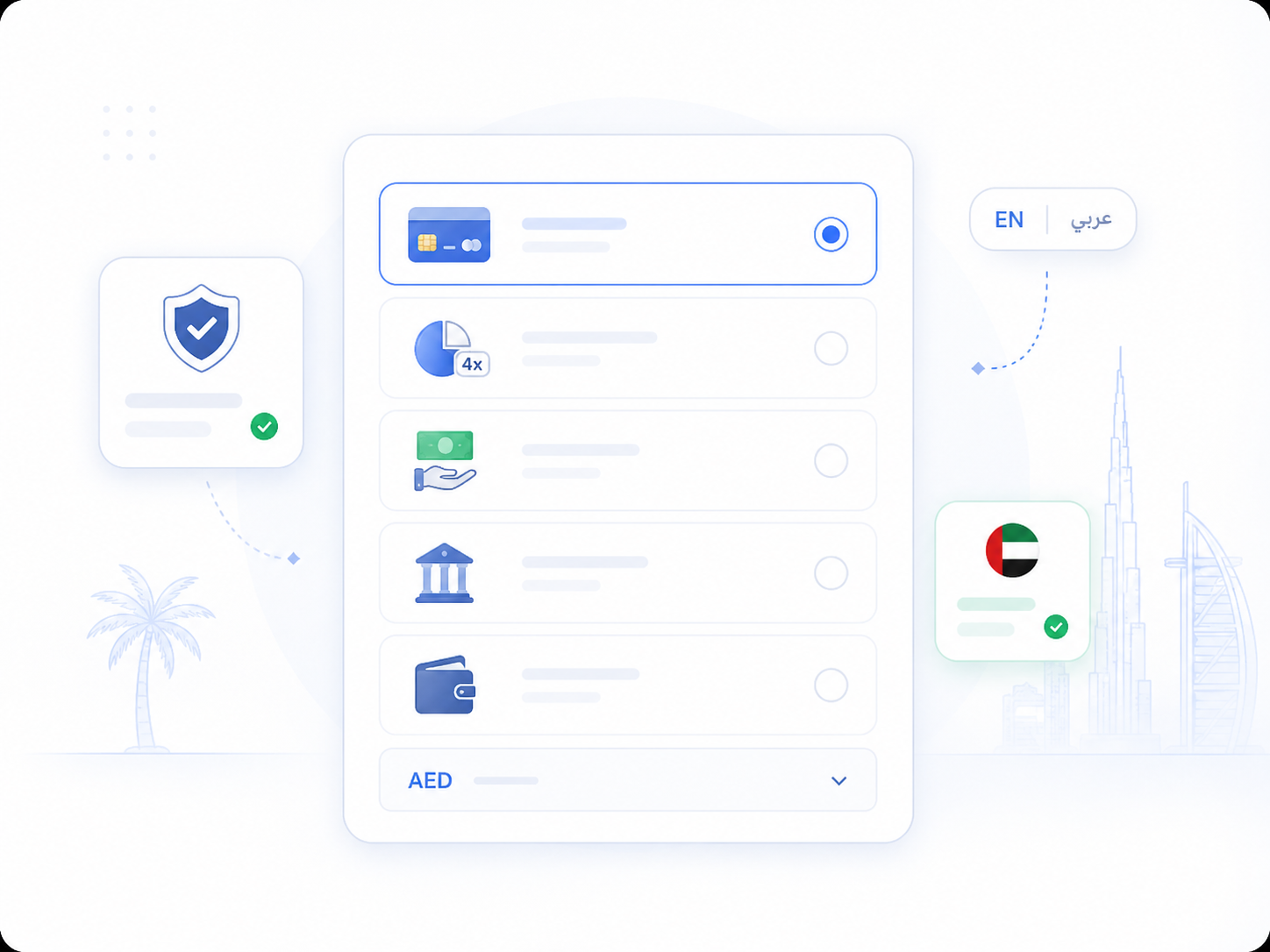 Checkout payment options for a UAE online store