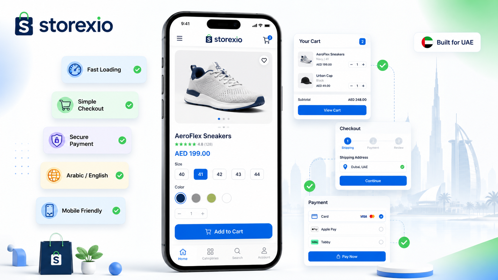 Storexio mobile ecommerce checkout preview